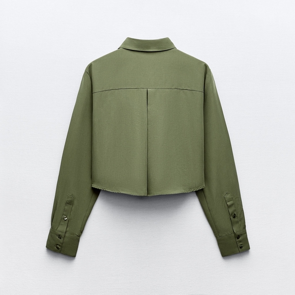 ZARA LYOCELL CROPPED SHIRT - Picture 7 of 9